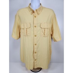 Duluth Trading Shirt Mens XL Yellow Short Sleeve Vented Fish Outdoor‎ Hiking